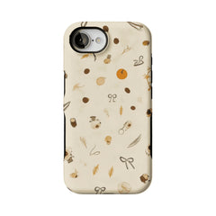 Neutral Warm Autumn Nut Leaf Sketch Shockproof Anti-slip iPhone Case