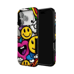 Y2K Smiley Graffiti Phone Case, Dopamine Cover for iPhone