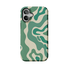 Green Fluid Minimalist Phone Case | Organic Wavy Cover for Everyday Calm