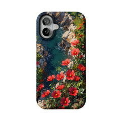 Nature Wild Red Flower Cliff Creek Oil Shockproof Anti-slip iPhone Case
