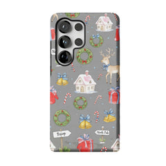 Watercolor Christmas Deer Samsung Phone Case Protective Anti Yellowing