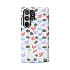 Hand Drawn Bird Illustration Samsung Case Pastel Cloud Soft Protective
