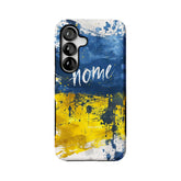 blue yellow home abstract MagSafe Samsung Galaxy phone case, straight-on back view