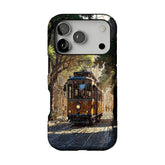 Old Town Tram Phone Case | Retro Cityscape Art Cover for Travel Lovers