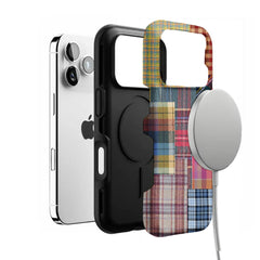Patchwork Plaid Phone Case, Vintage Tartan Cover for iPhone