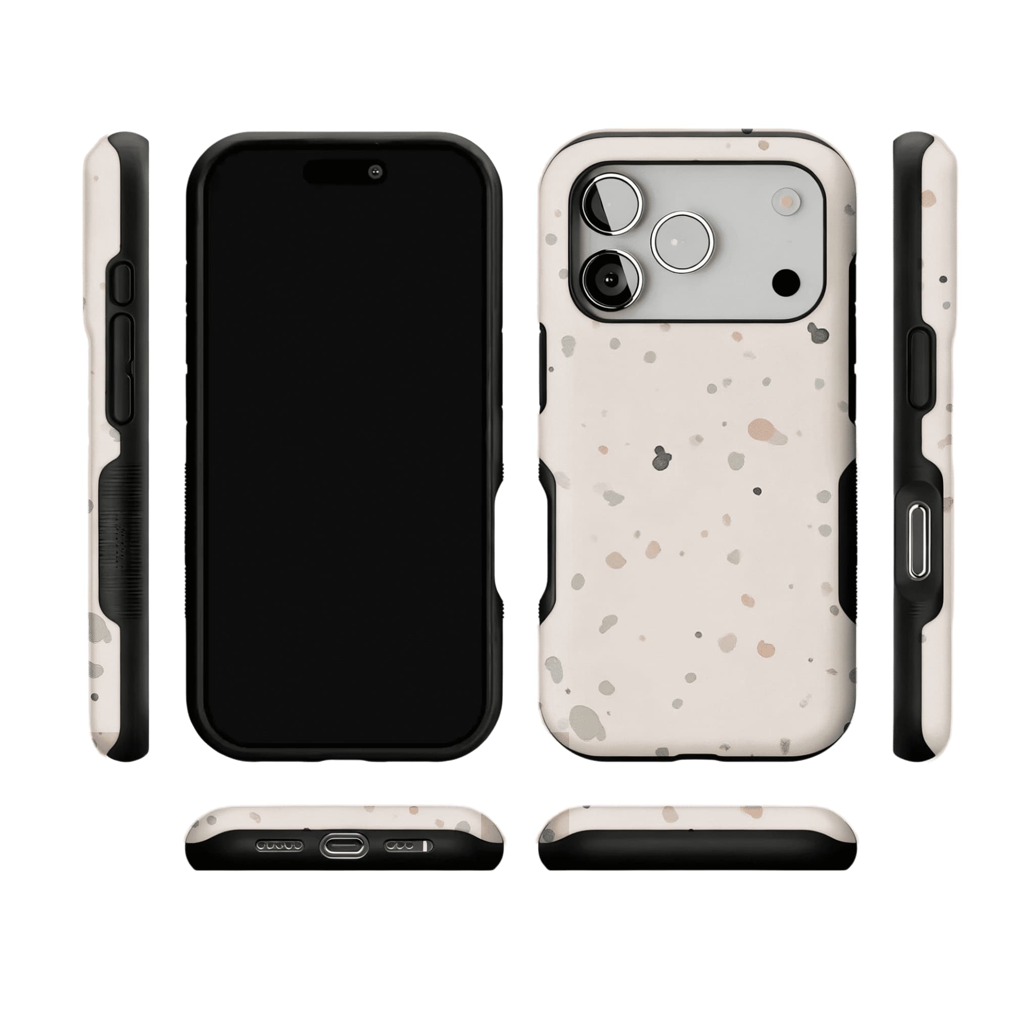 Morandi Neutral Speckle Dot Phone Case, Shockproof Anti-slip iPhone Cover