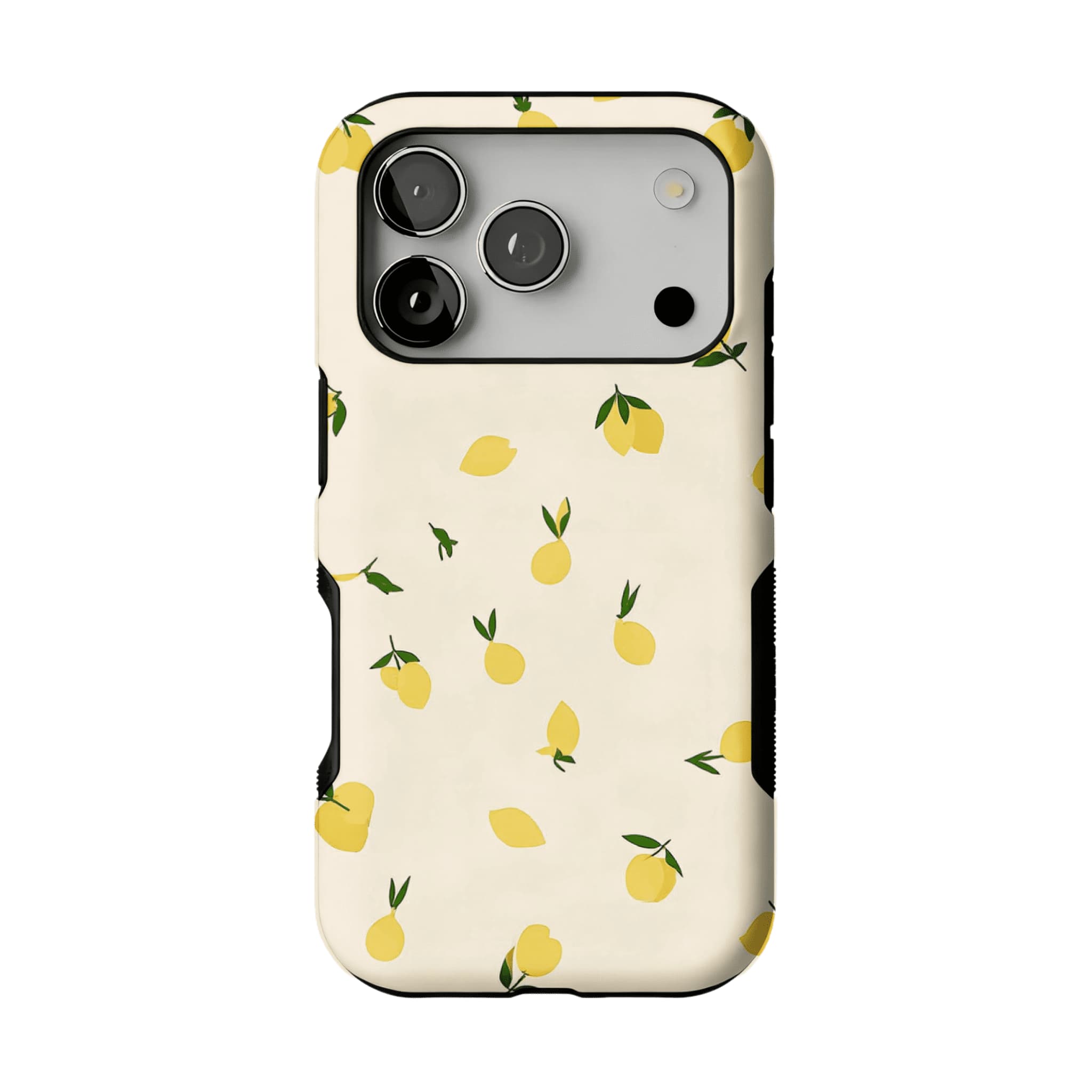Flat Print Yellow Lemon Leaf Summer Shockproof Anti-slip iPhone Case