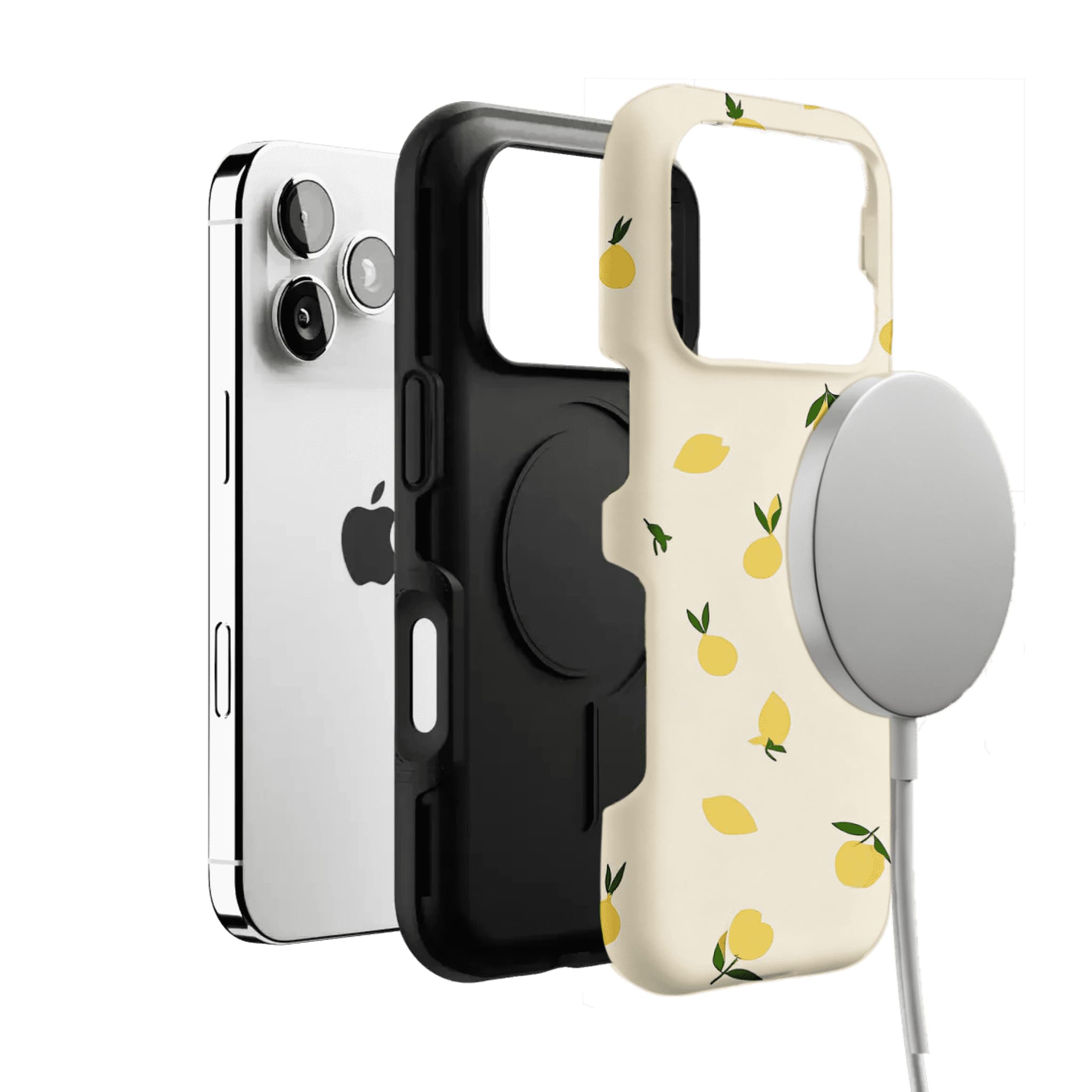 Flat Print Yellow Lemon Leaf Summer Shockproof Anti-slip iPhone Case