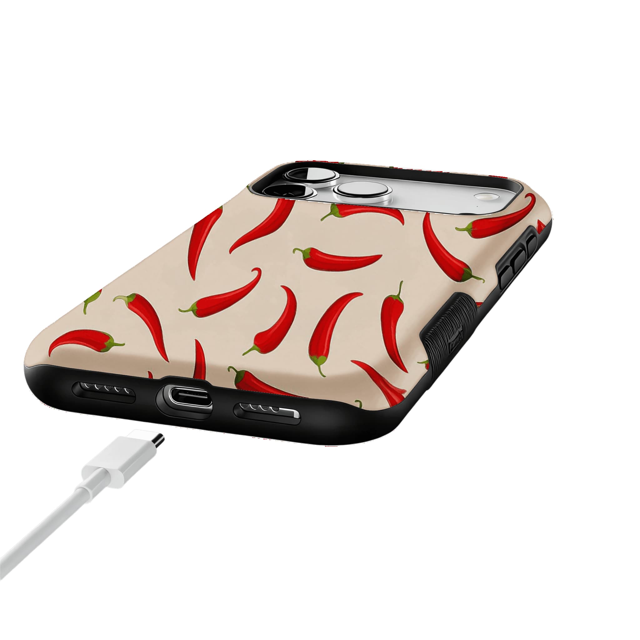 Bright Red Chili Pepper Vegetable Art Shockproof iPhone Case