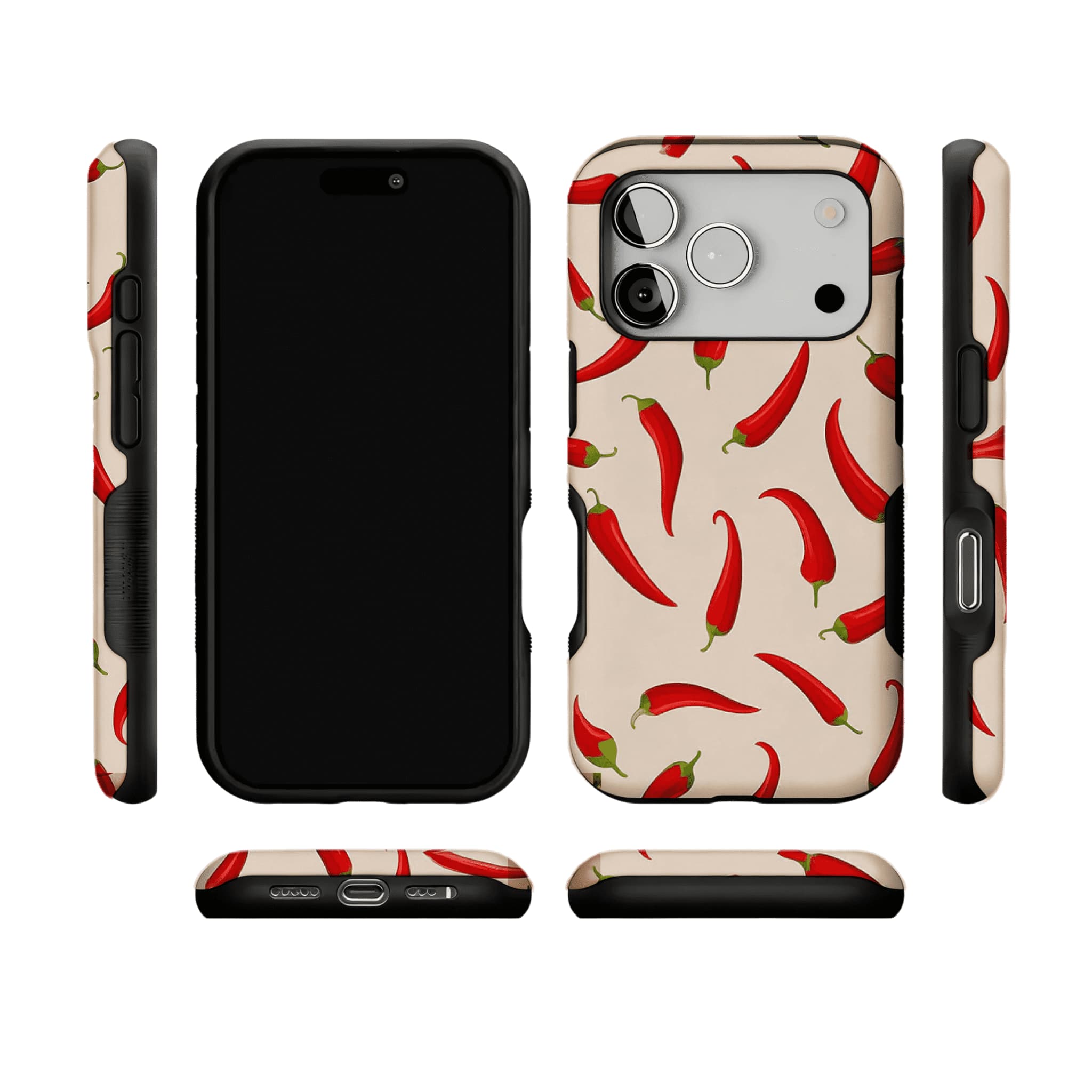 Bright Red Chili Pepper Vegetable Art Shockproof iPhone Case