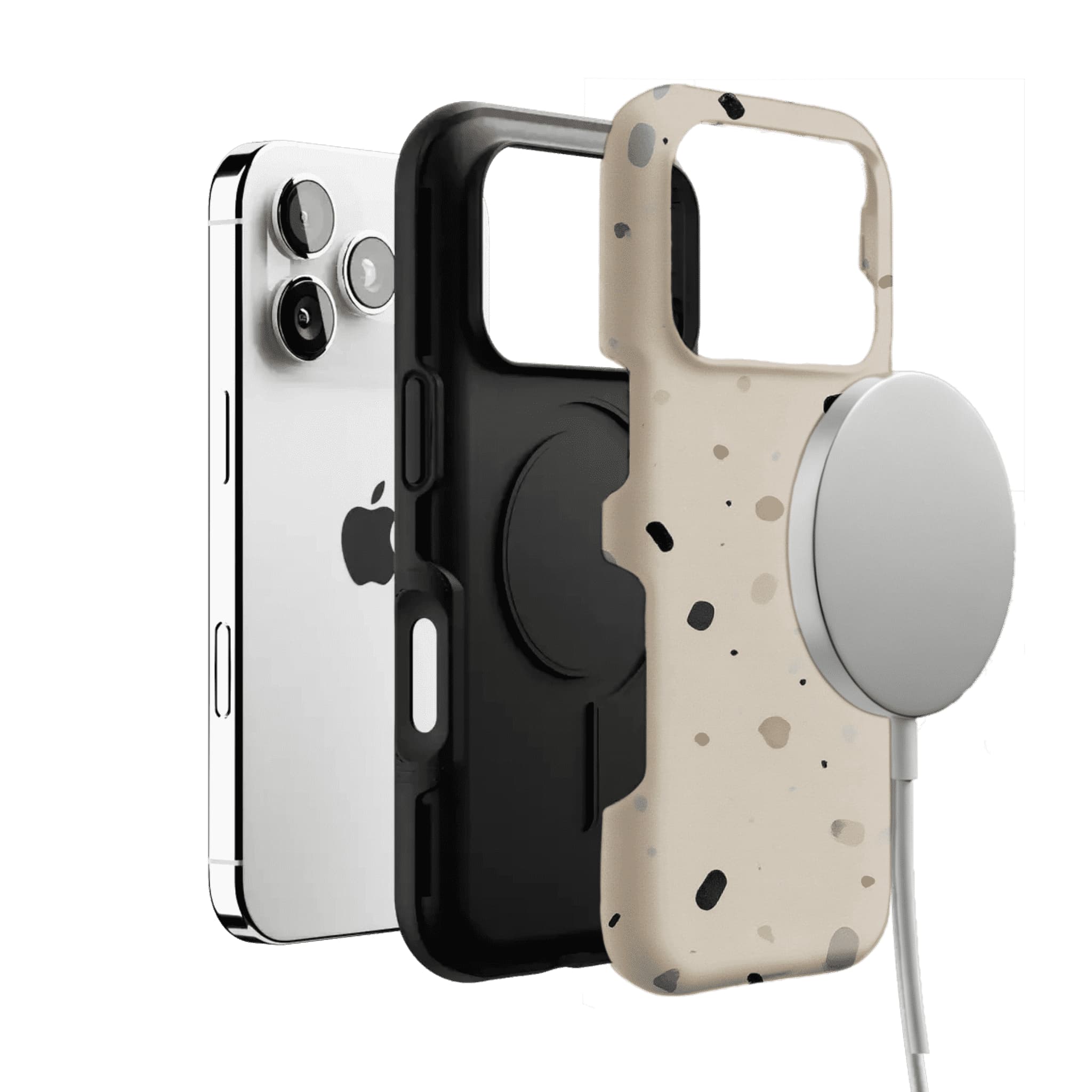 Neutral Terrazzo Speck Print Phone Case, Shockproof Anti-slip iPhone Cover