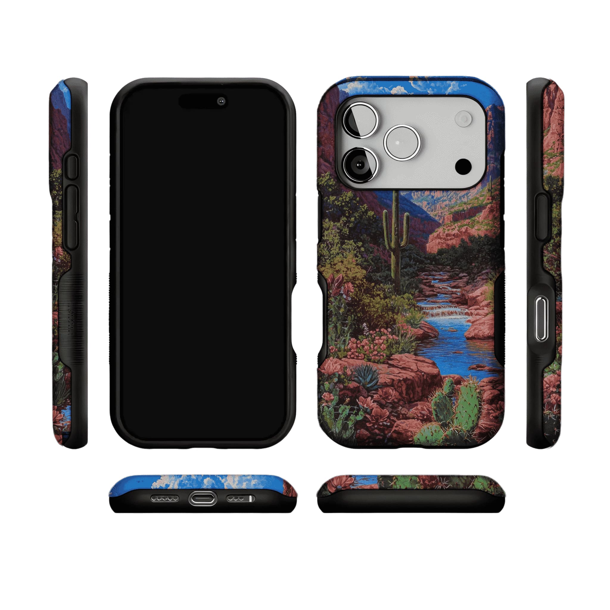 Red Rock Canyon Wild Cactus Landscape Shockproof Anti-slip iPhone Case