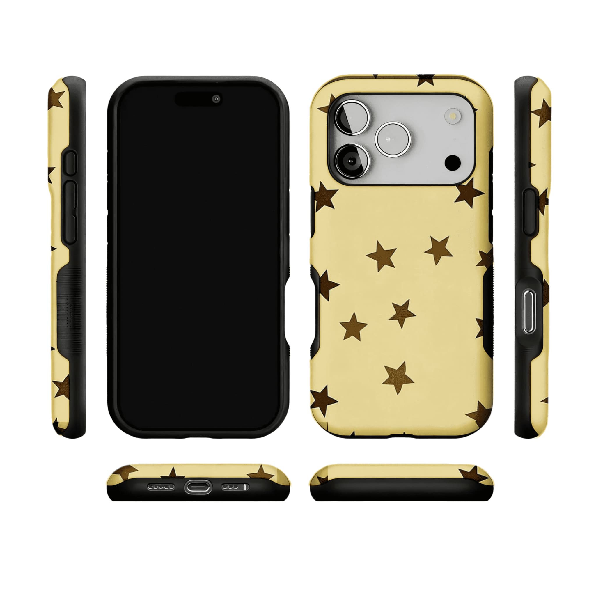 Casual Scattered Coffee Brown Star Shockproof Anti-slip iPhone Case