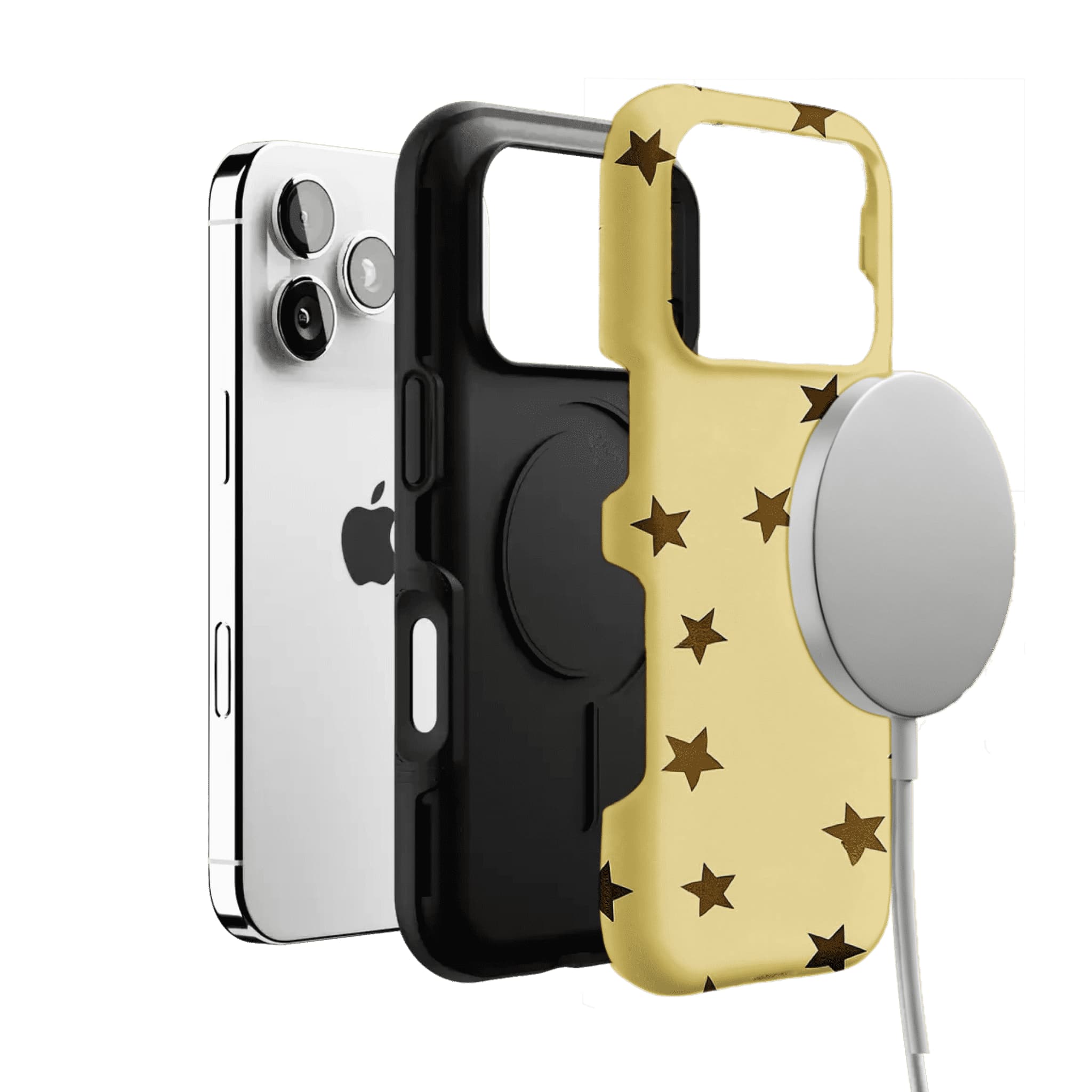 Casual Scattered Coffee Brown Star Shockproof Anti-slip iPhone Case