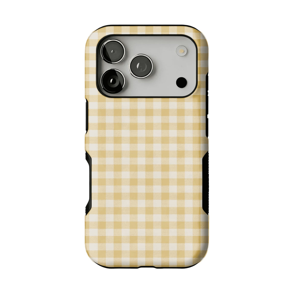 Cream Yellow Classic Gingham Plaid Shockproof Anti-slip iPhone Case