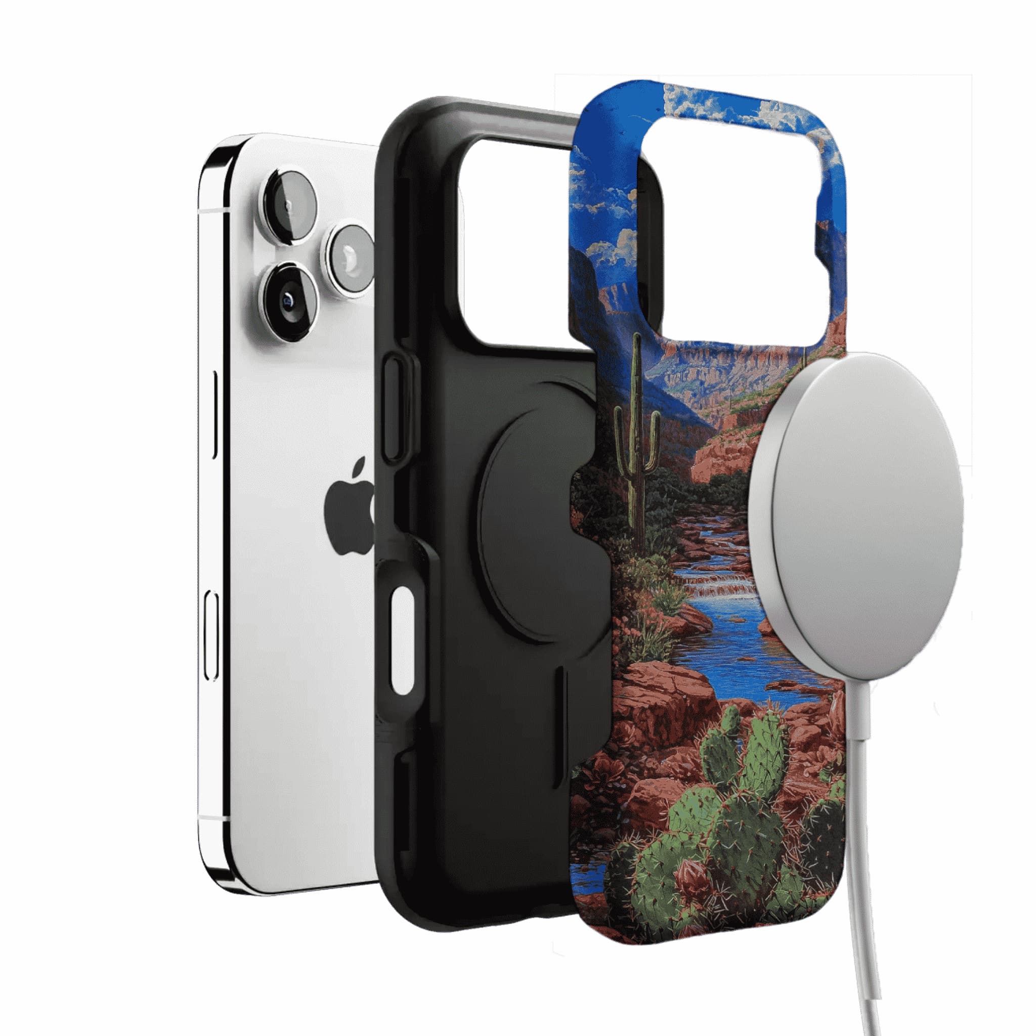 Red Rock Canyon Wild Cactus Landscape Shockproof Anti-slip iPhone Case