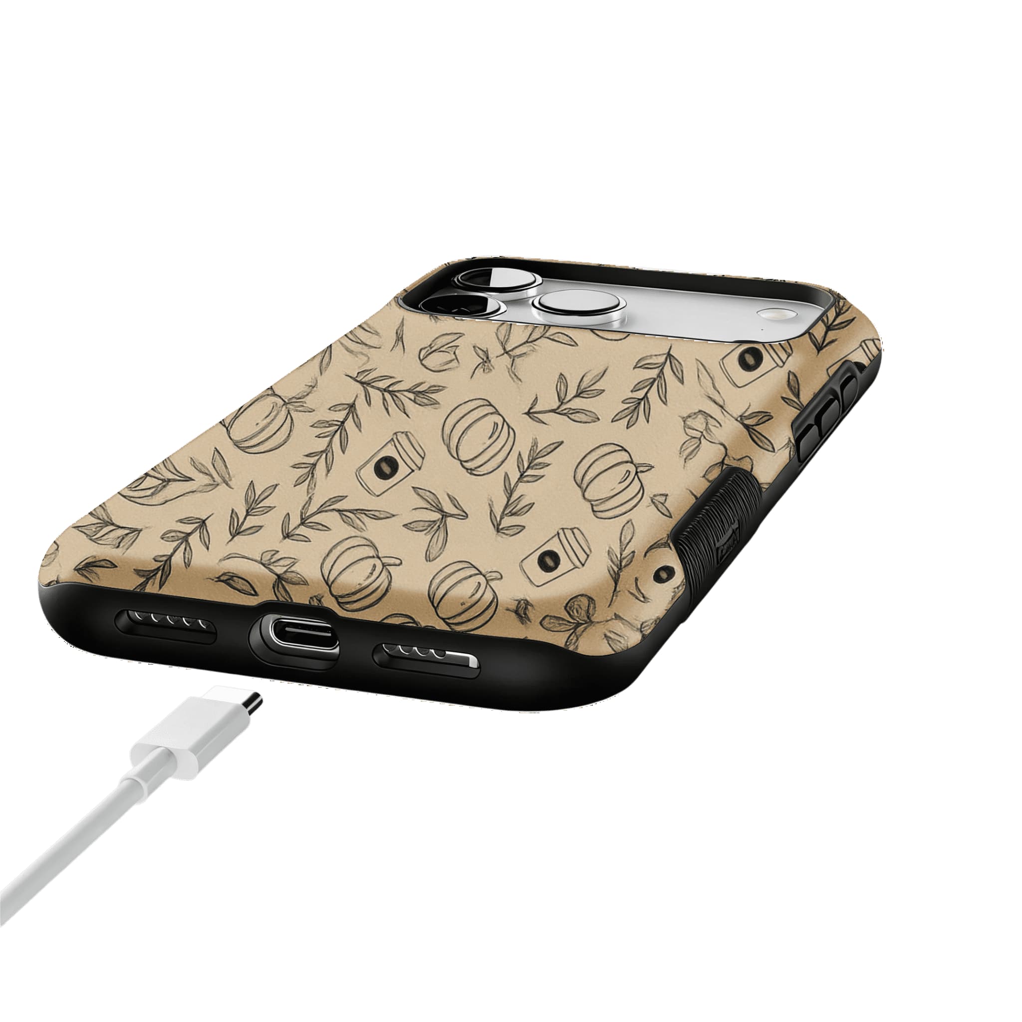 Kraft Beige Base Hand Drawn Autumn Farm Minimal iPhone Cover