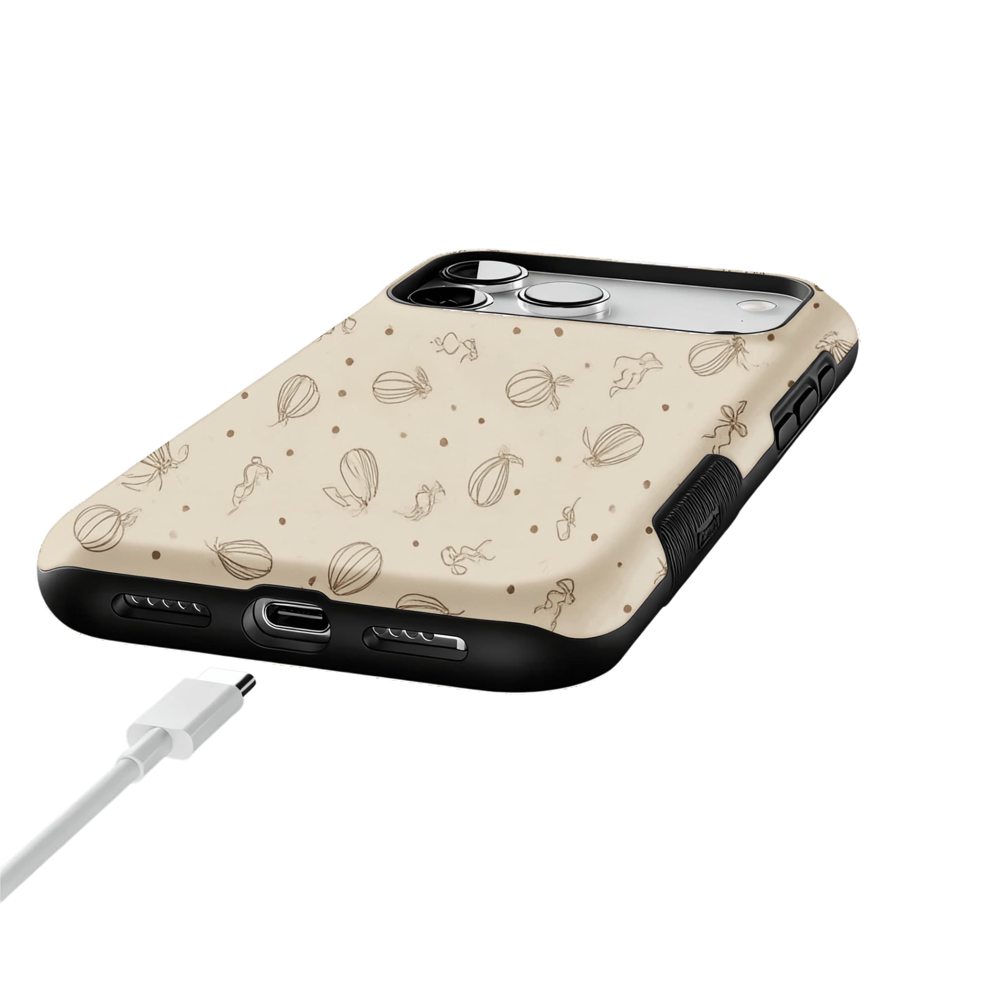 Sepia Line Farm Fruit Rabbit Shockproof Anti-slip iPhone Case