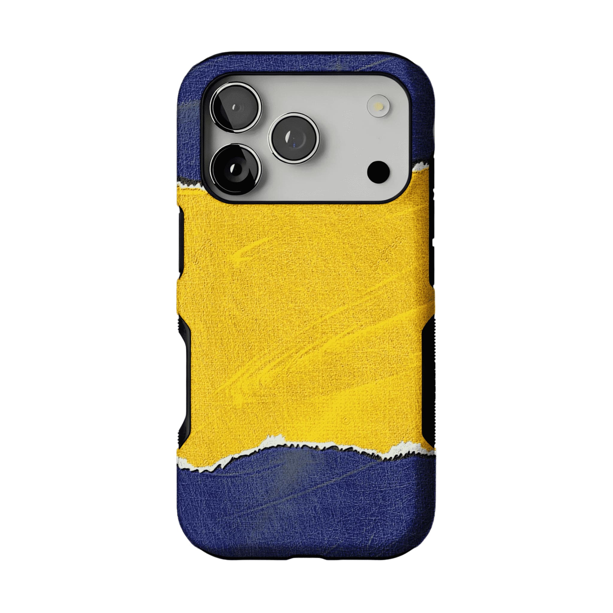 Blue Yellow Torn Paper Texture Phone Case, Shockproof Anti-slip iPhone Cover
