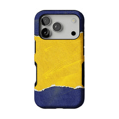 Blue Yellow Torn Paper Texture Phone Case, Shockproof Anti-slip iPhone Cover