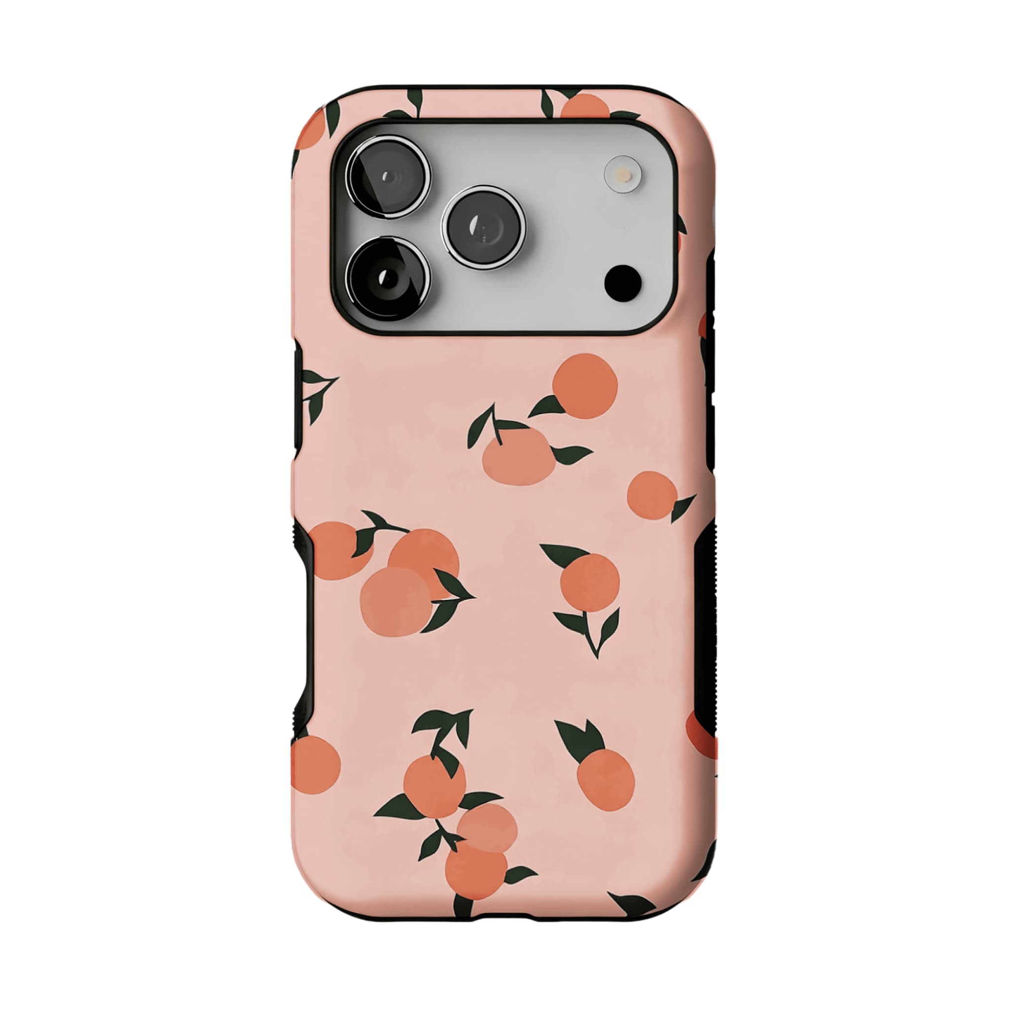 Soft Pink Fresh Orange Leaf Casual Shockproof Anti-slip iPhone Case