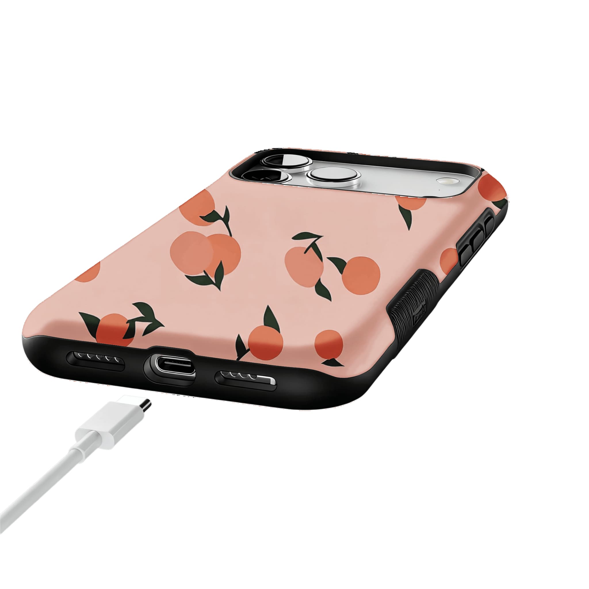 Soft Pink Fresh Orange Leaf Casual Shockproof Anti-slip iPhone Case