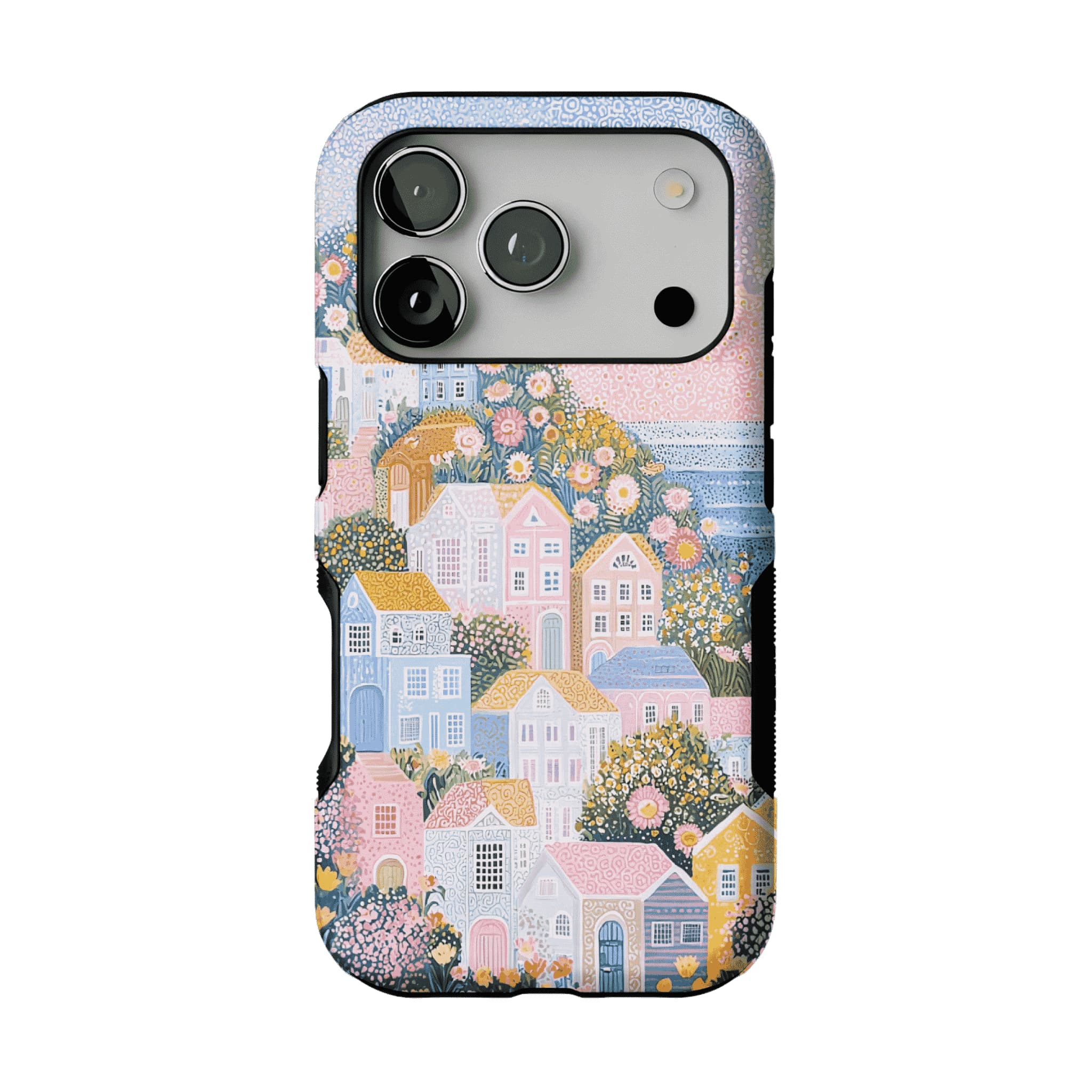 Cute Floral Hillside Cottage Shockproof Anti-slip Pastel iPhone Case