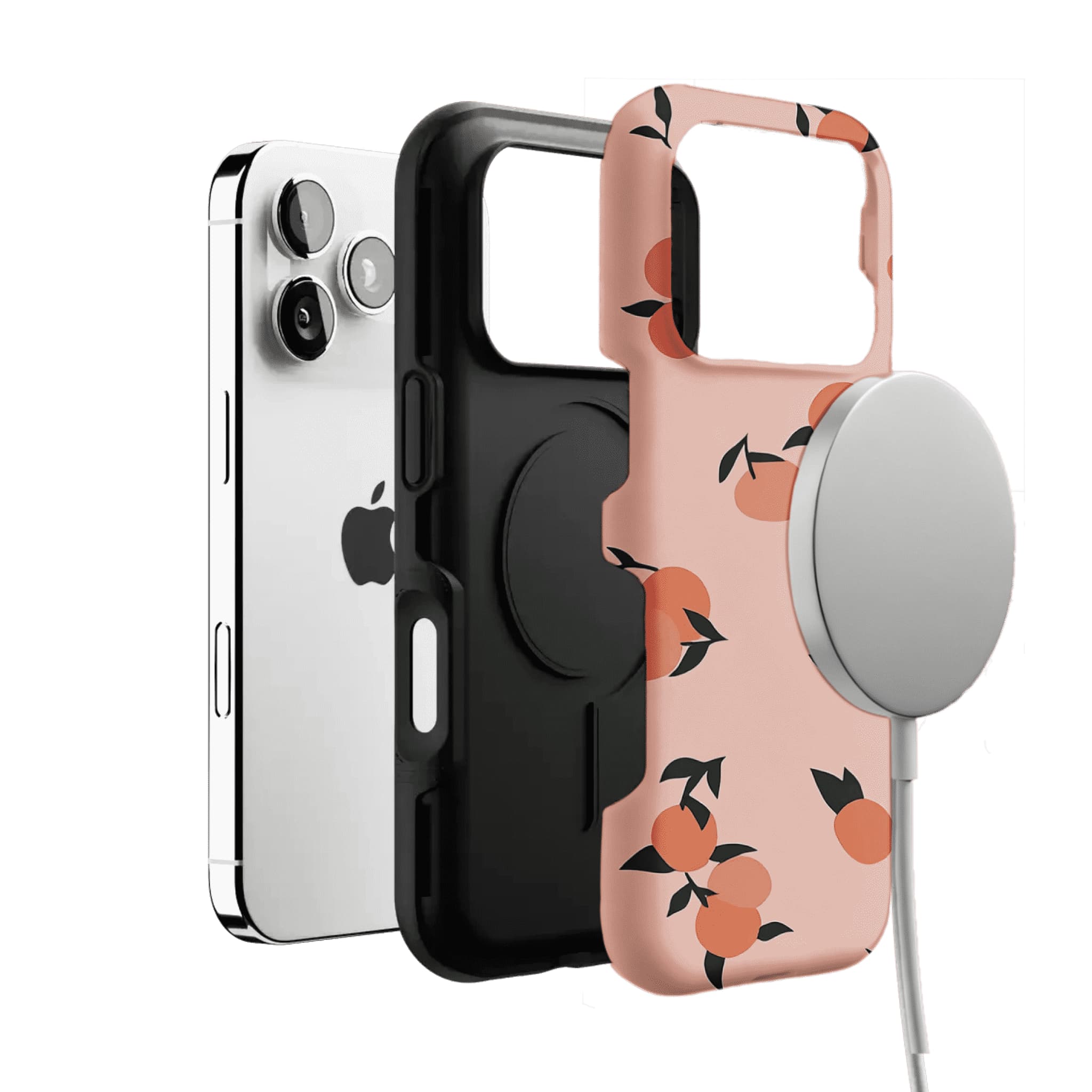 Soft Pink Fresh Orange Leaf Casual Shockproof Anti-slip iPhone Case