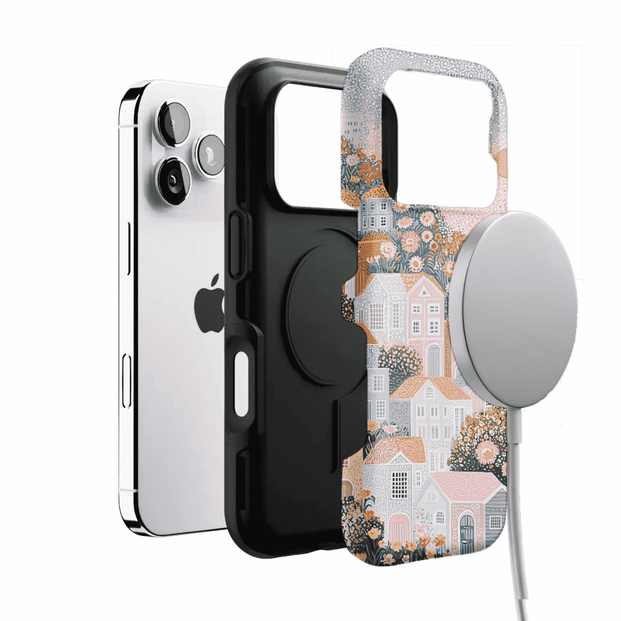 Cute Floral Hillside Cottage Shockproof Anti-slip Pastel iPhone Case
