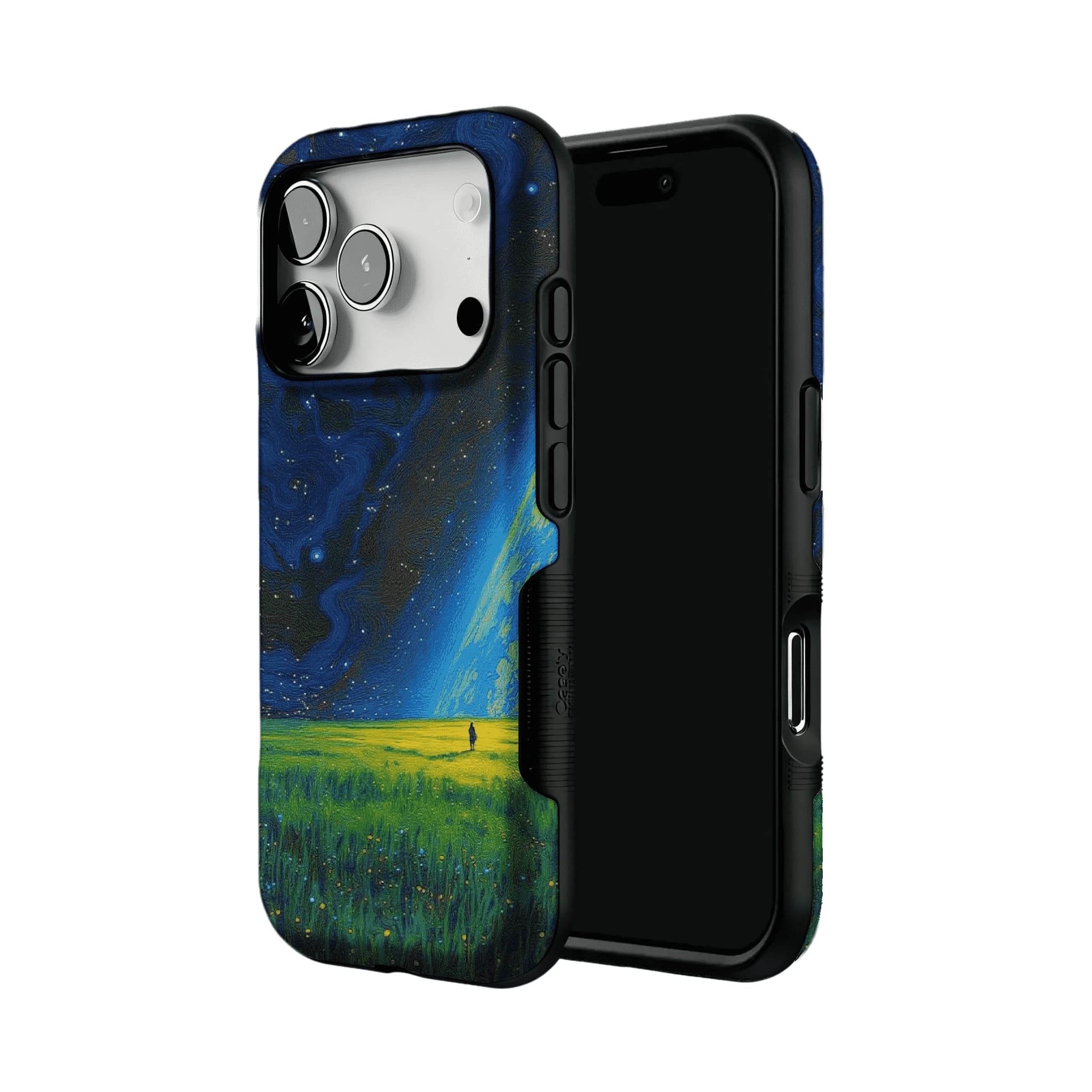 Swirl Nebula Lone Man Meadow Phone Case, Shockproof Anti-slip iPhone Cover