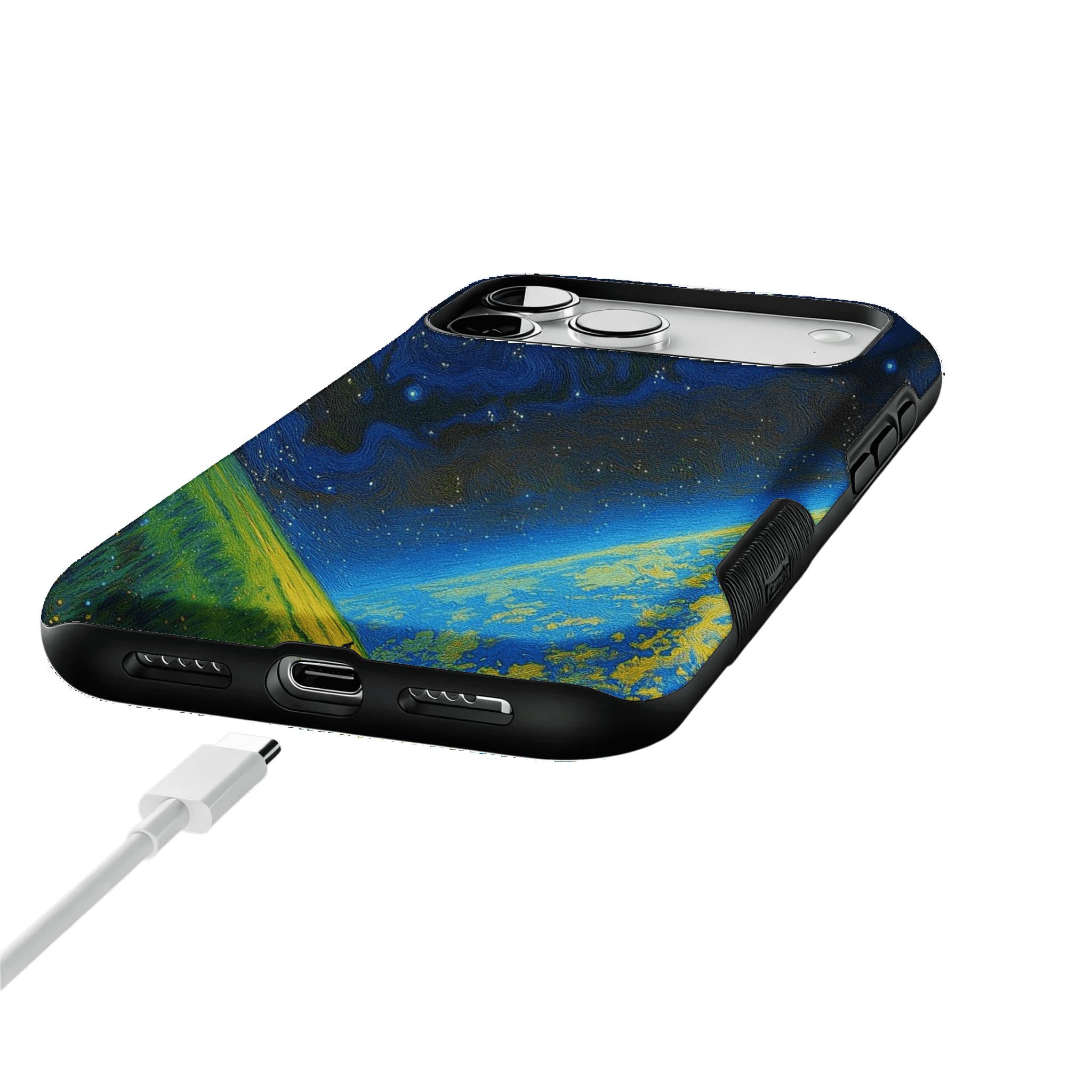 Swirl Nebula Lone Man Meadow Phone Case, Shockproof Anti-slip iPhone Cover