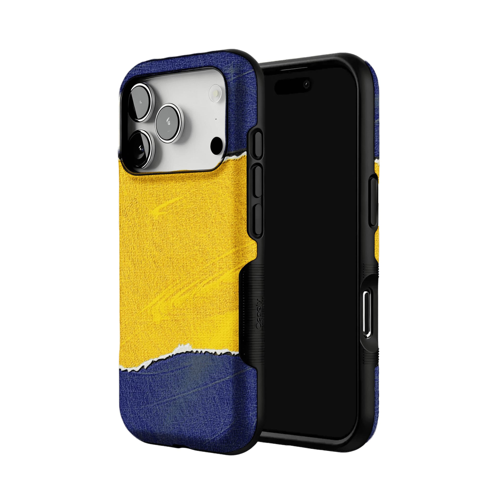 Blue Yellow Torn Paper Texture Phone Case, Shockproof Anti-slip iPhone Cover