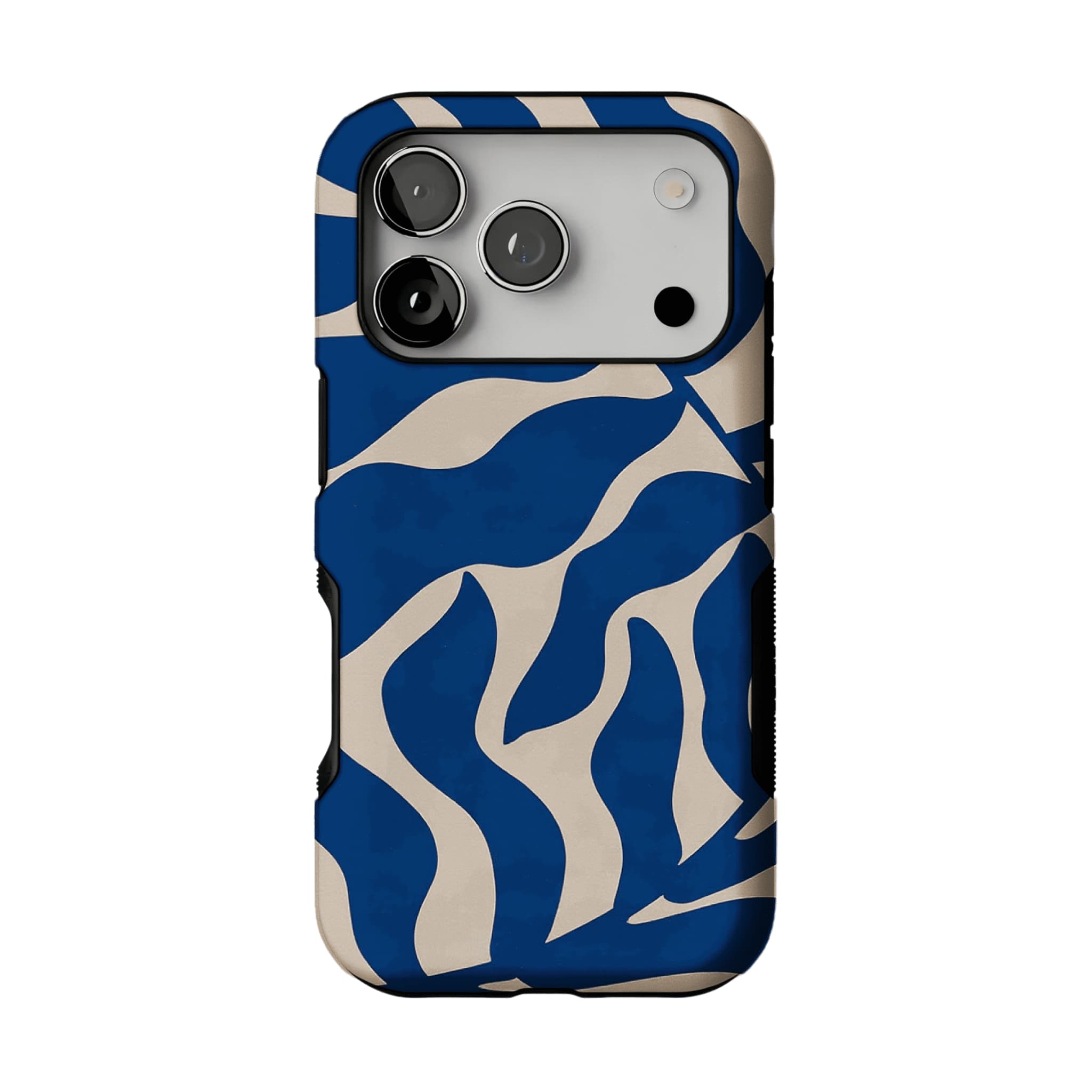 Klein Blue Beige Irregular Curved Wave Abstract Art Shockproof iPhone Case