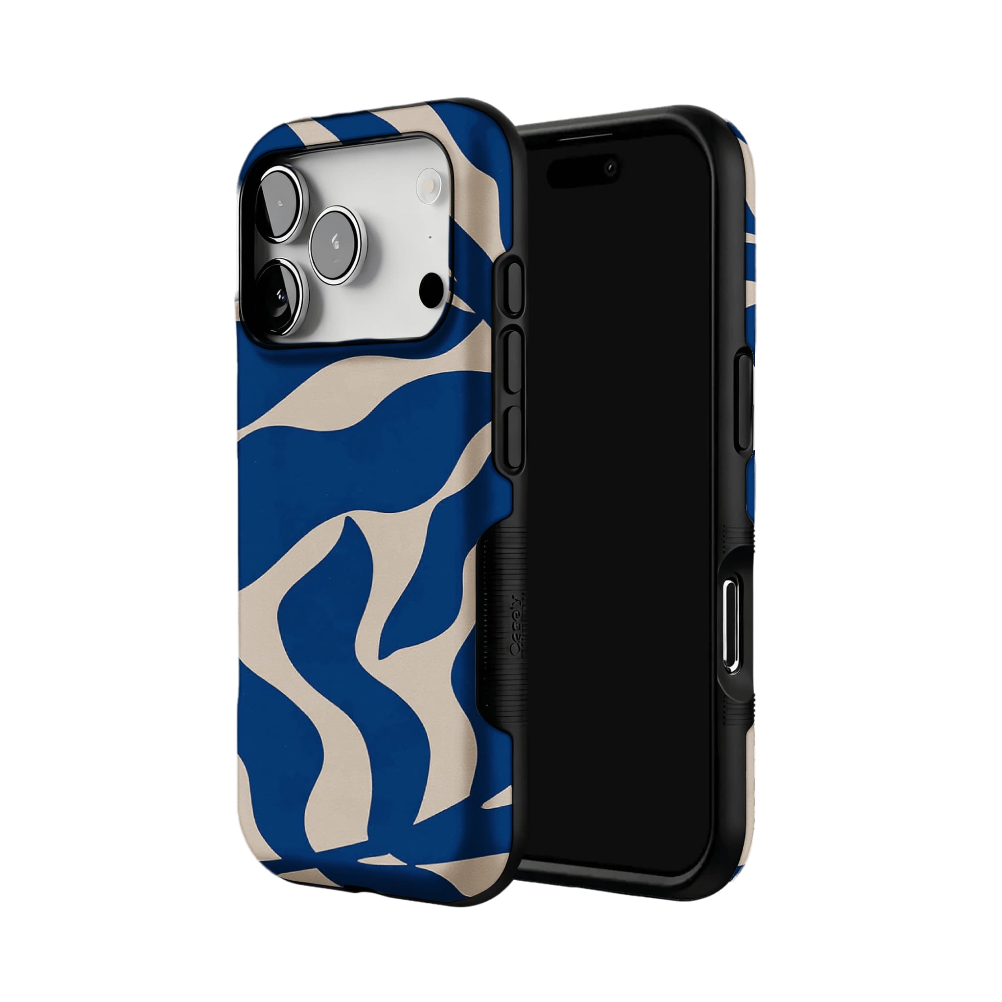 Klein Blue Beige Irregular Curved Wave Abstract Art Shockproof iPhone Case