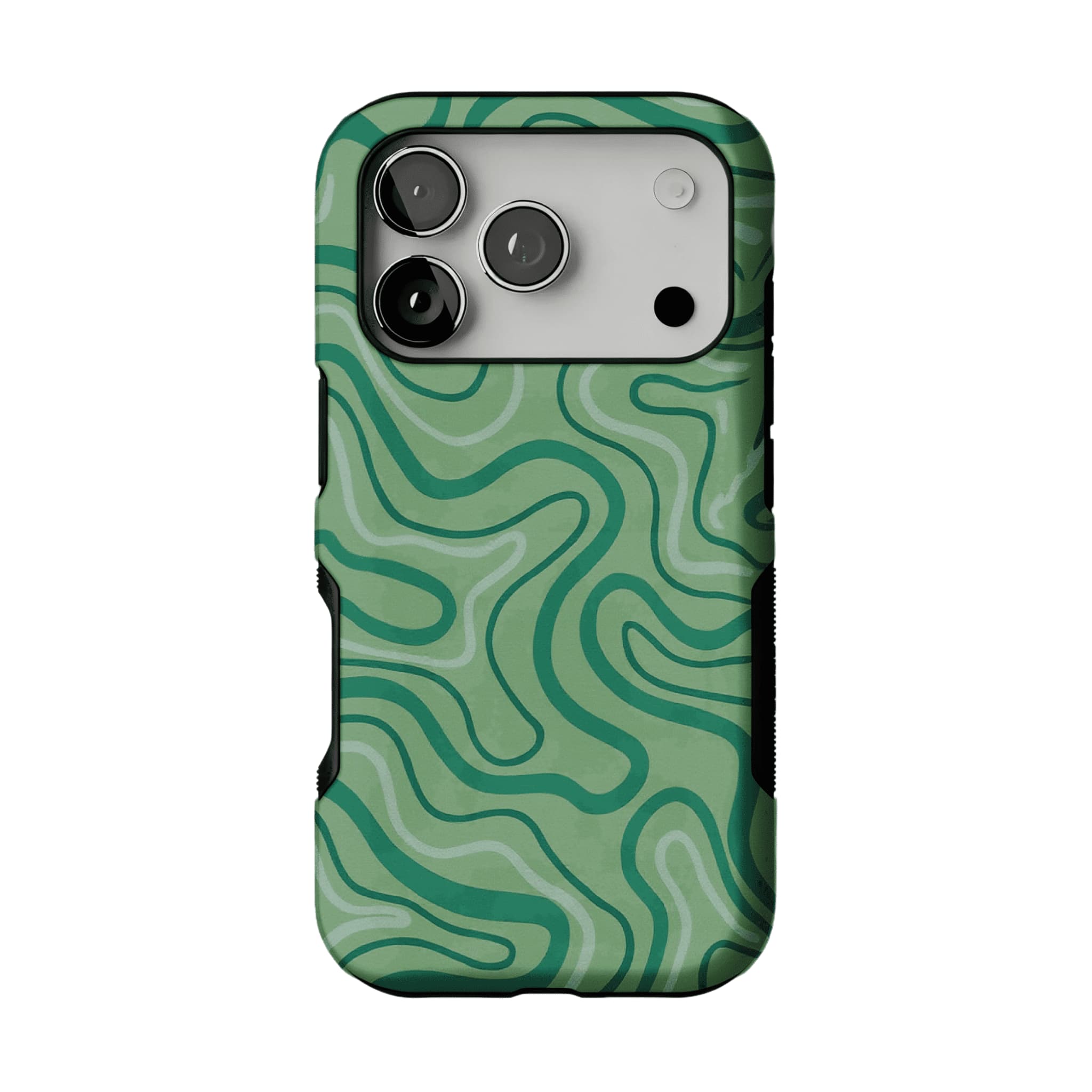 Earthy Green Organic Curve Abstract Shockproof Anti-slip iPhone Case