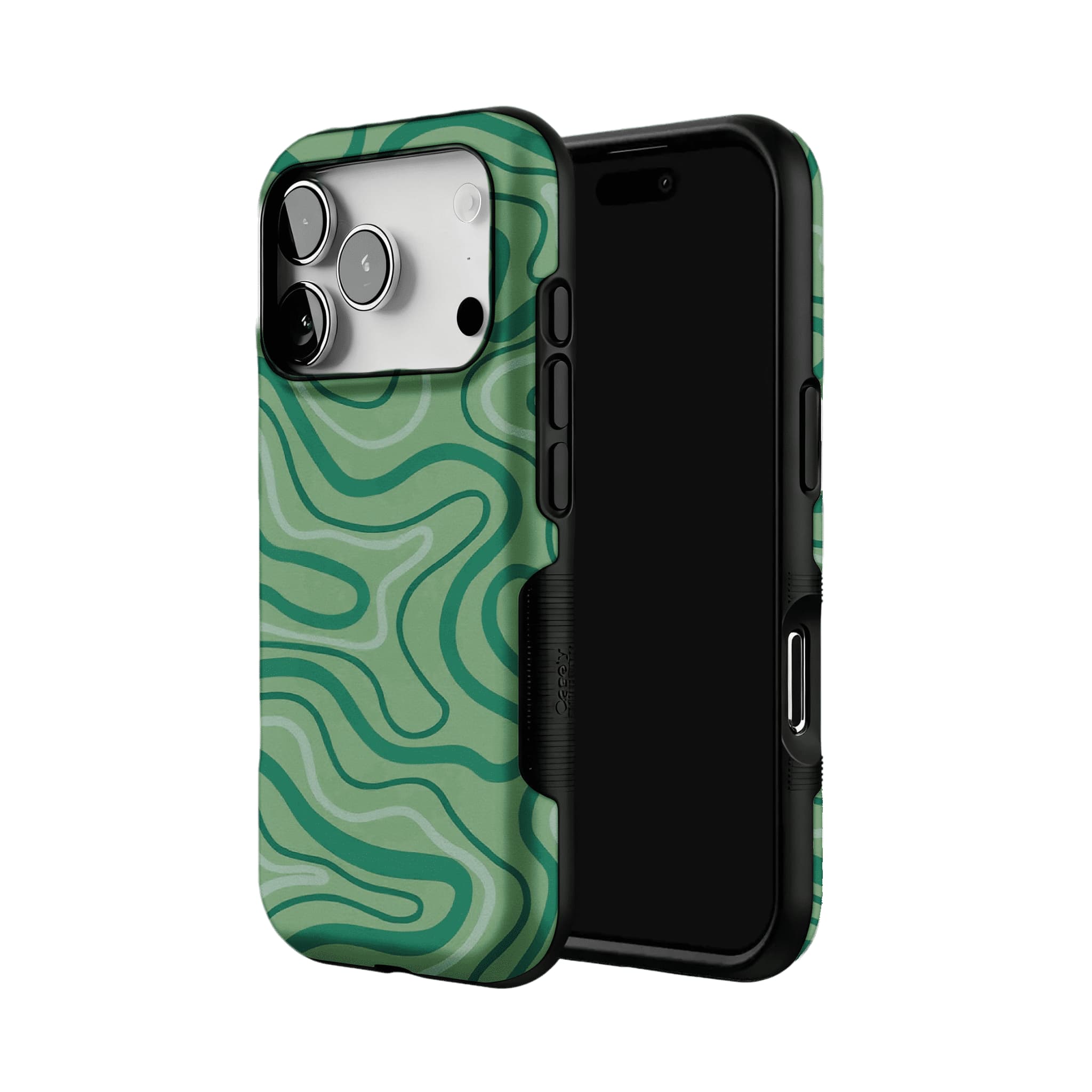 Earthy Green Organic Curve Abstract Shockproof Anti-slip iPhone Case