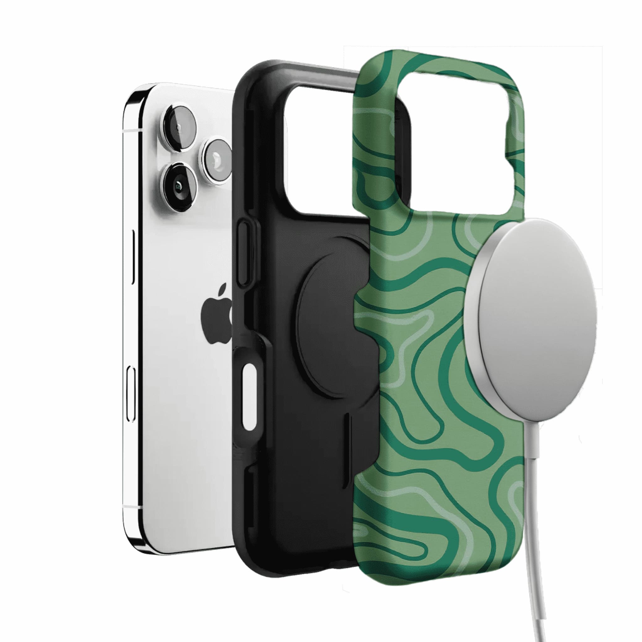 Earthy Green Organic Curve Abstract Shockproof Anti-slip iPhone Case