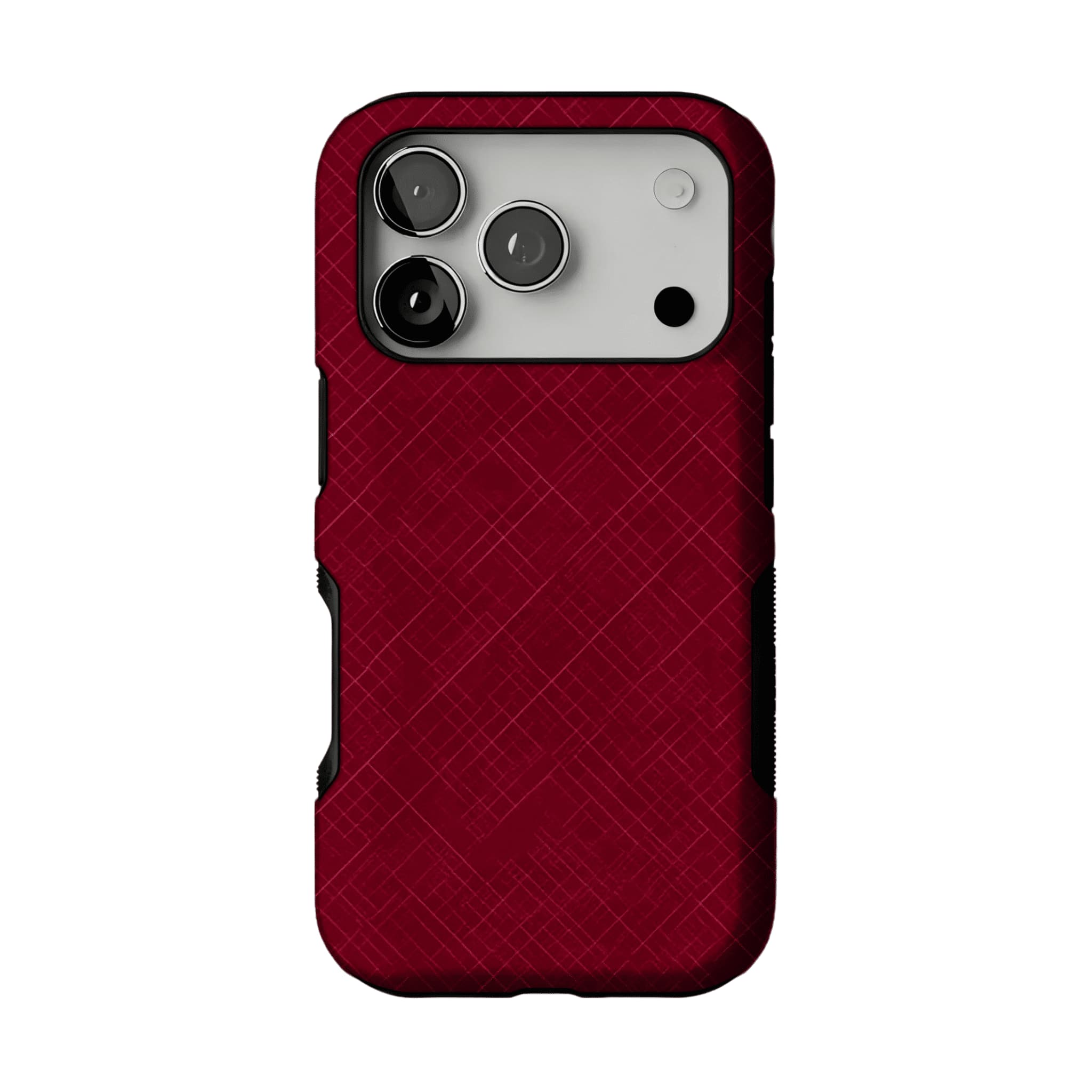 Luxury Wine Red Cross Line Leather Texture Minimal Business iPhone Cover