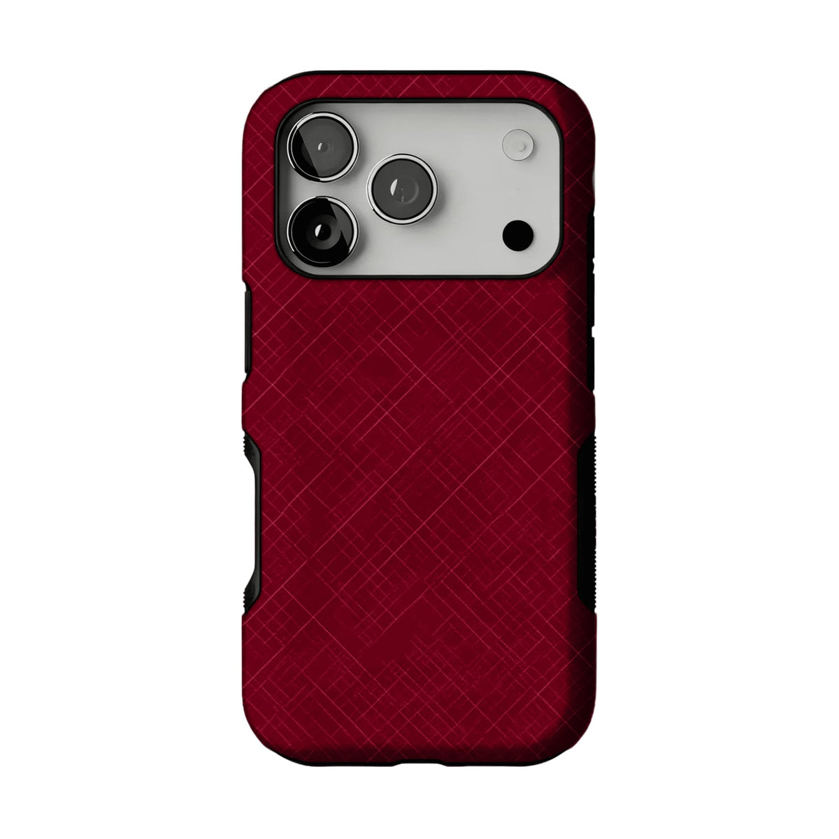 Luxury Wine Red Cross Line Leather Texture Minimal Business iPhone Cover