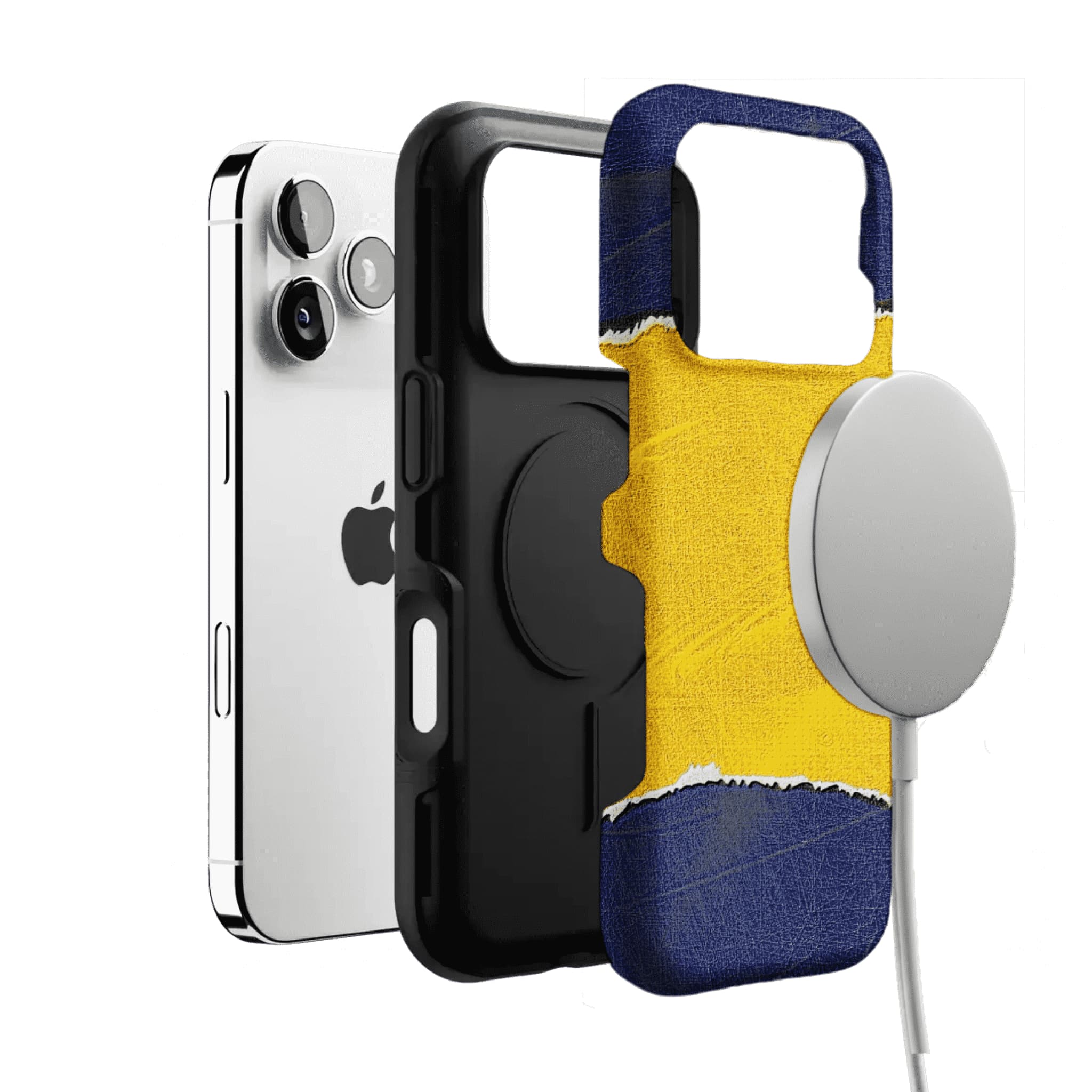Blue Yellow Torn Paper Texture Phone Case, Shockproof Anti-slip iPhone Cover
