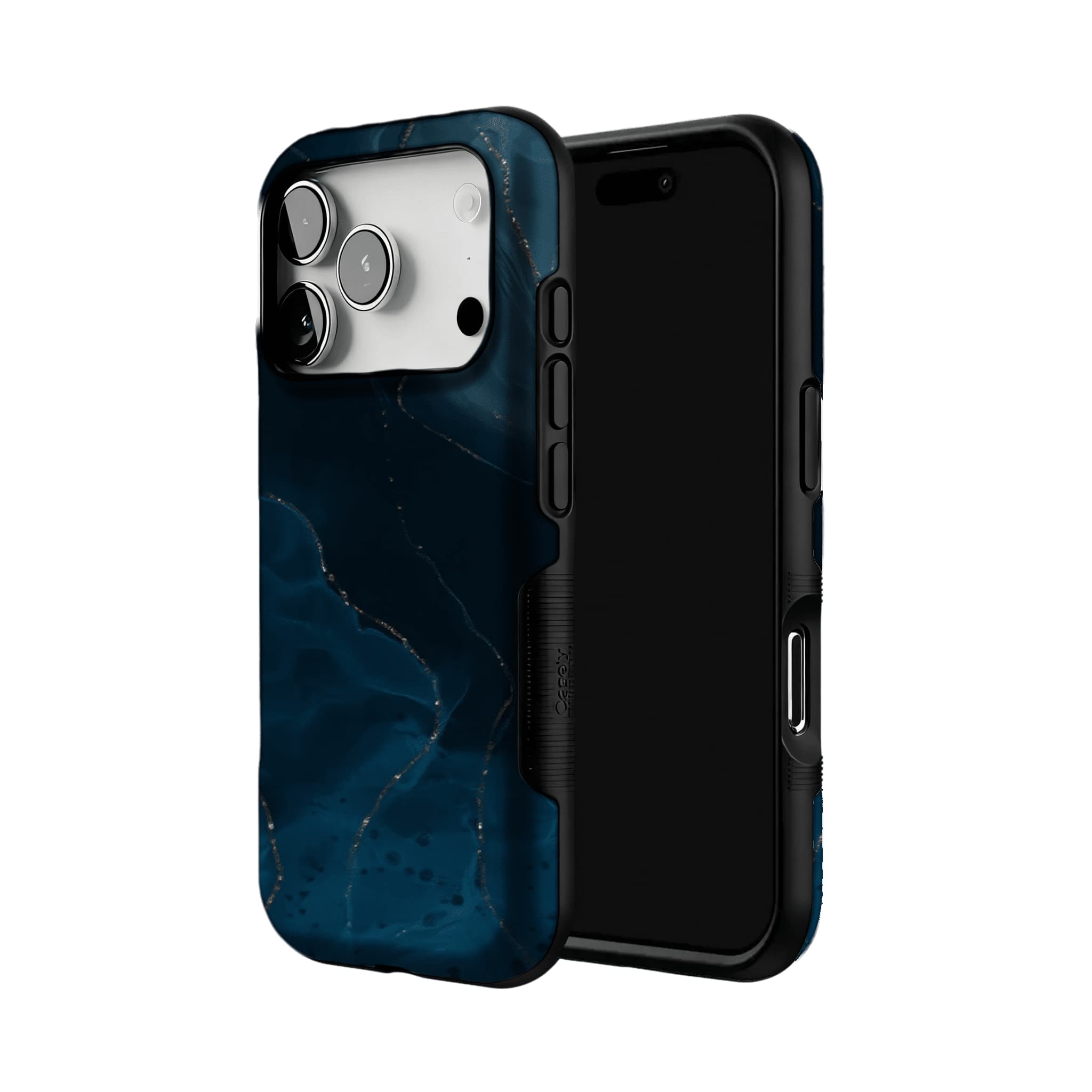 Luxury Deep Blue Gold Foil Marble Texture Minimal iPhone Cover