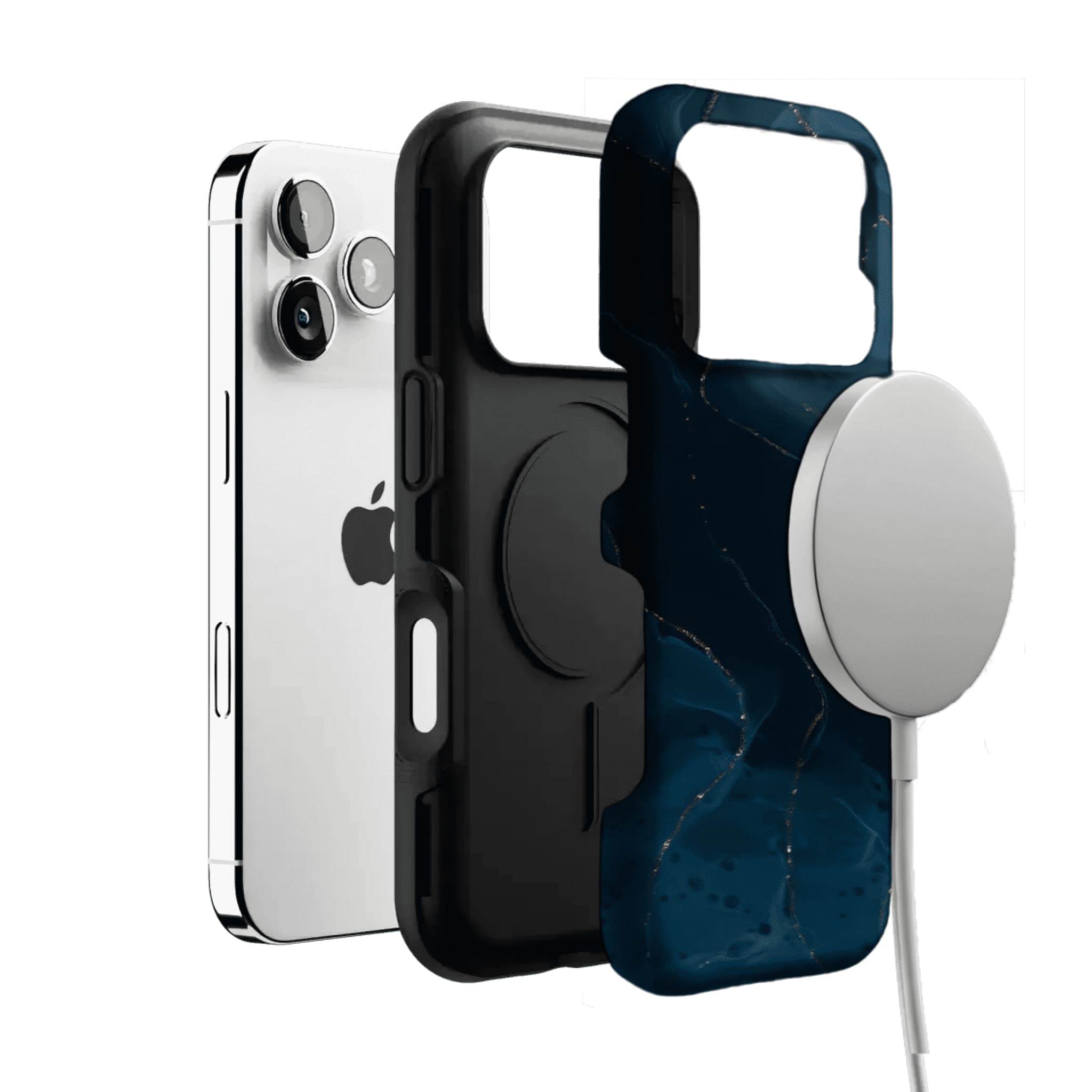 Luxury Deep Blue Gold Foil Marble Texture Minimal iPhone Cover