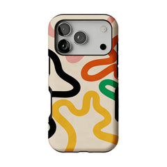 Cream Base Retro Bold Wavy Line Shockproof Anti-slip iPhone Case