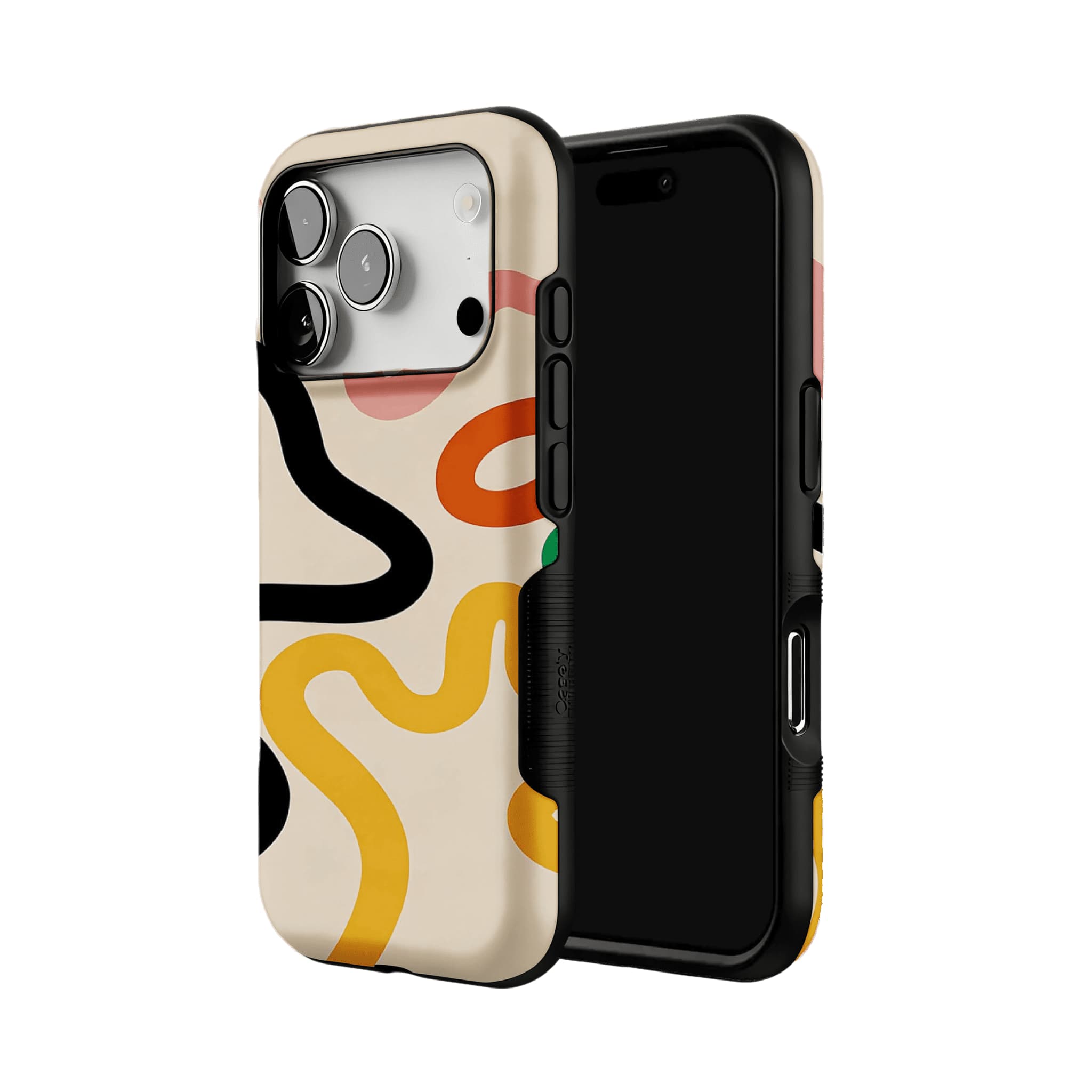 Cream Base Retro Bold Wavy Line Shockproof Anti-slip iPhone Case