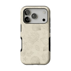 Fine Line Hand Drawn Marine Seashell Shockproof Anti-slip iPhone Case