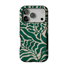 Aesthetic Vintage Block Print Tropical Leaf Trendy Cream iPhone Cover