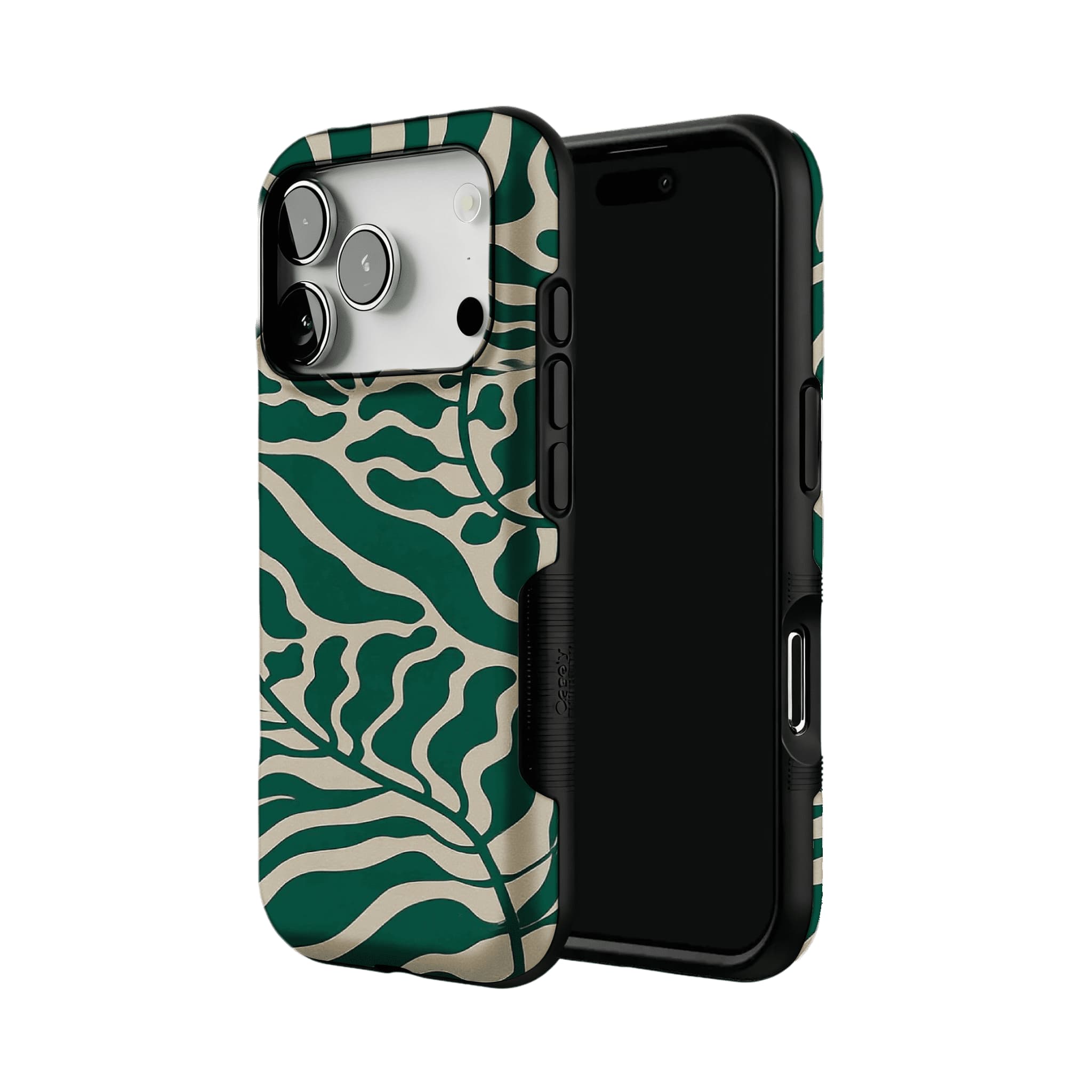 Aesthetic Vintage Block Print Tropical Leaf Trendy Cream iPhone Cover