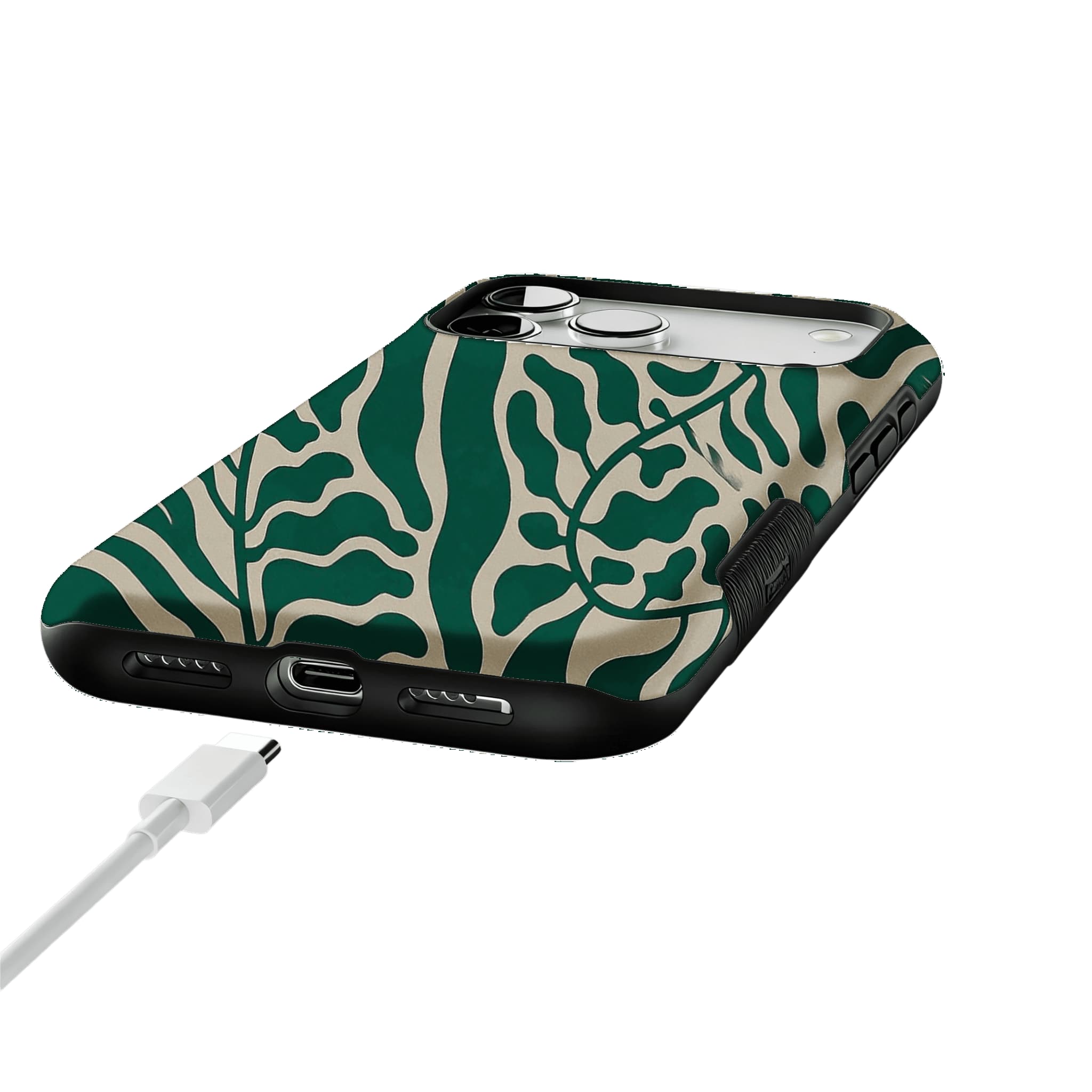 Aesthetic Vintage Block Print Tropical Leaf Trendy Cream iPhone Cover