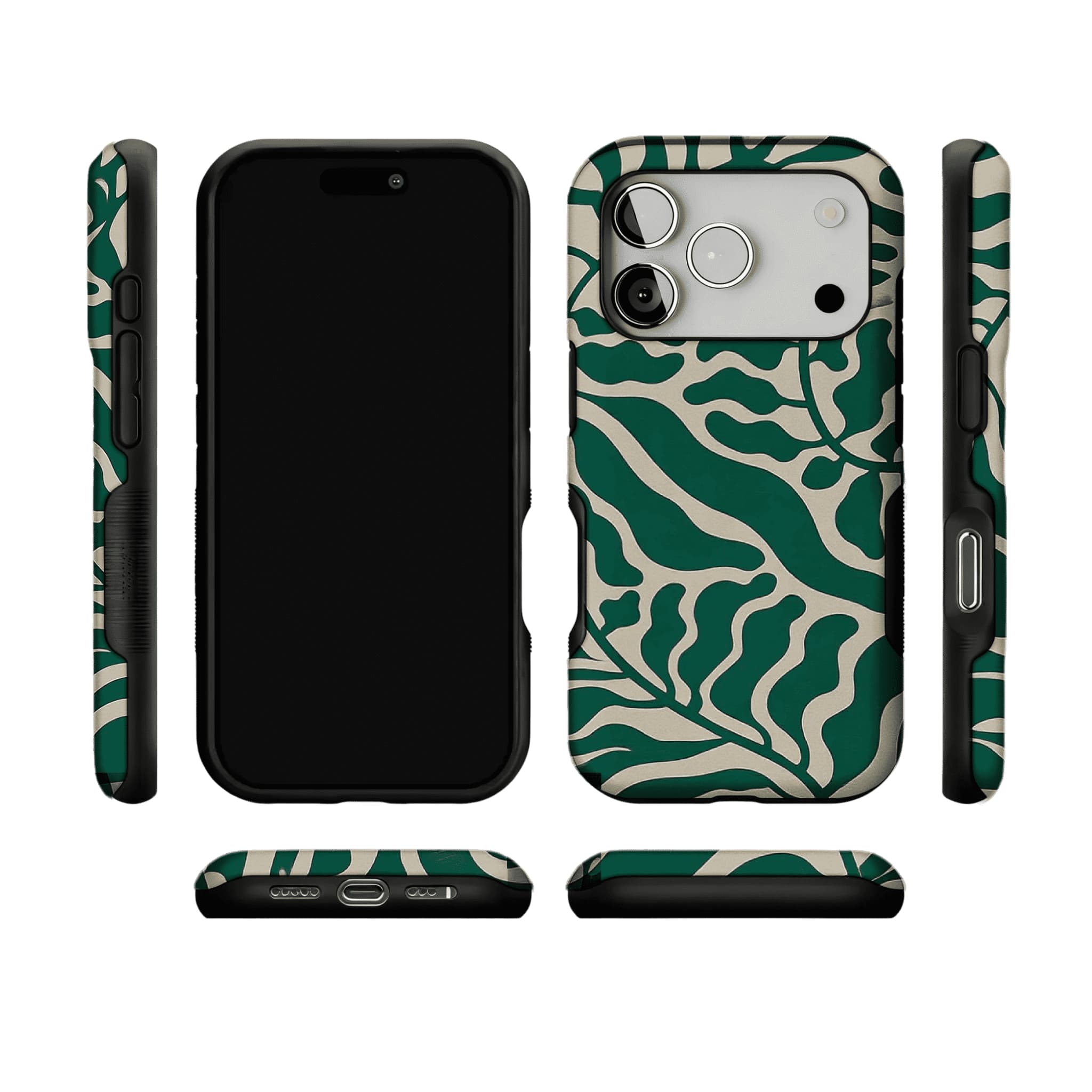 Aesthetic Vintage Block Print Tropical Leaf Trendy Cream iPhone Cover