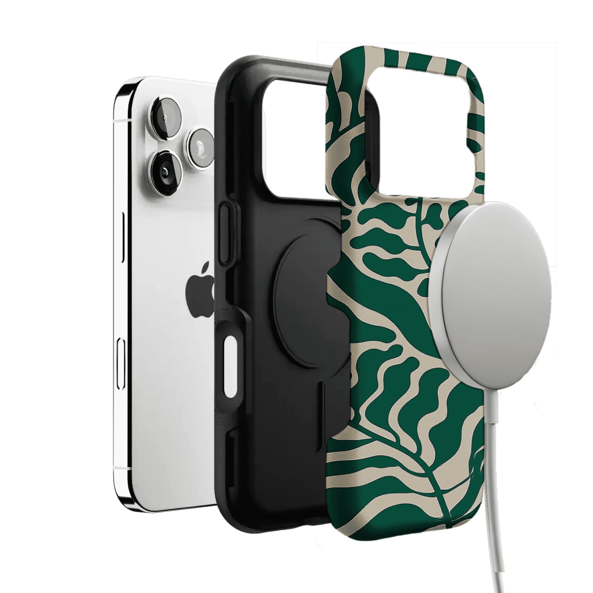 Aesthetic Vintage Block Print Tropical Leaf Trendy Cream iPhone Cover